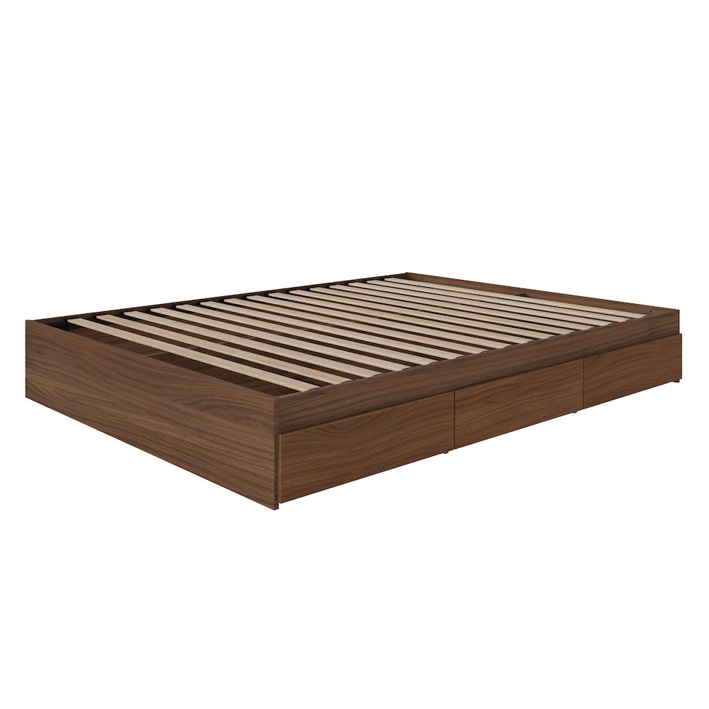 3-Drawer Storage Bed Frame, Queen|Walnut. Picture 1