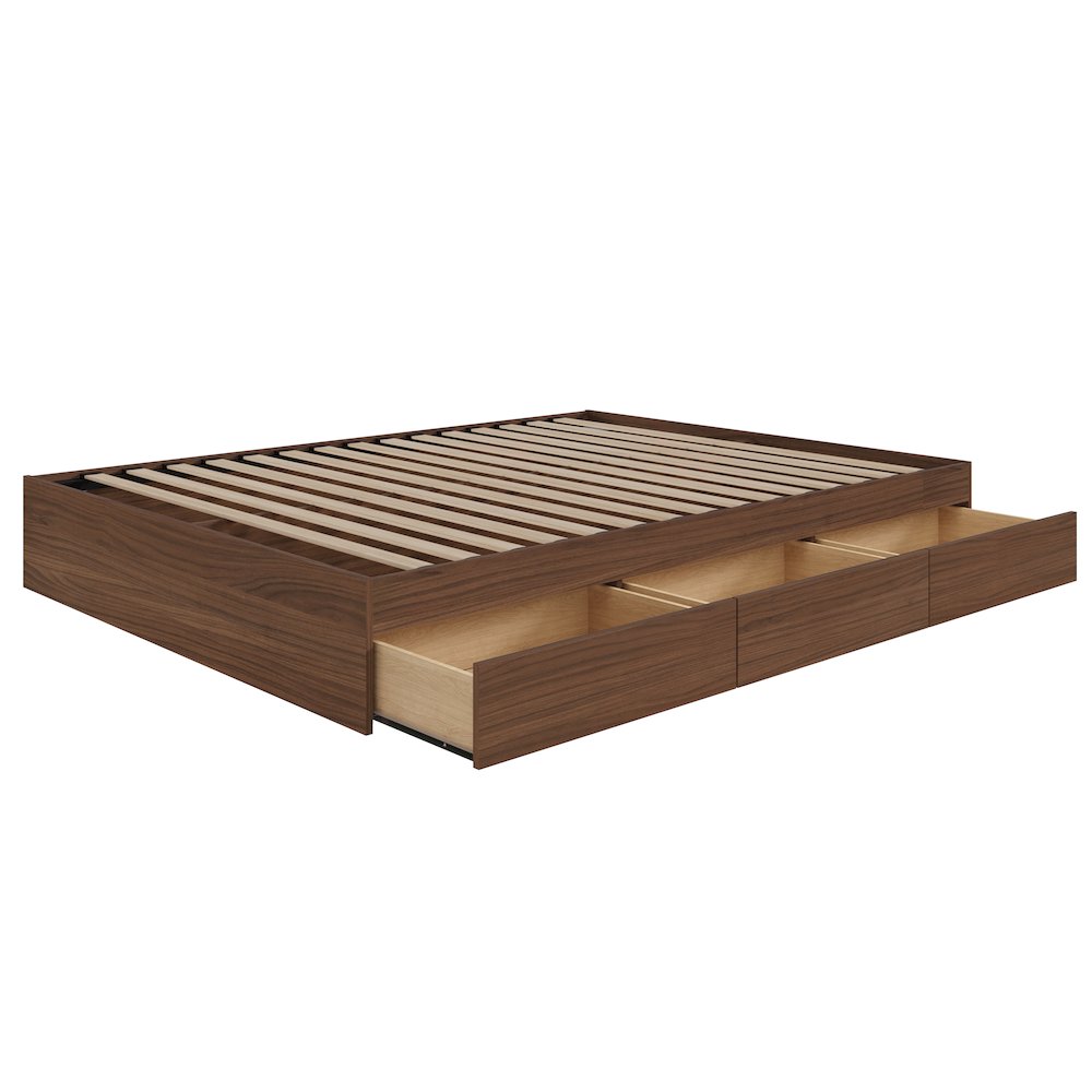 3-Drawer Storage Bed Frame, Queen|Walnut. Picture 3