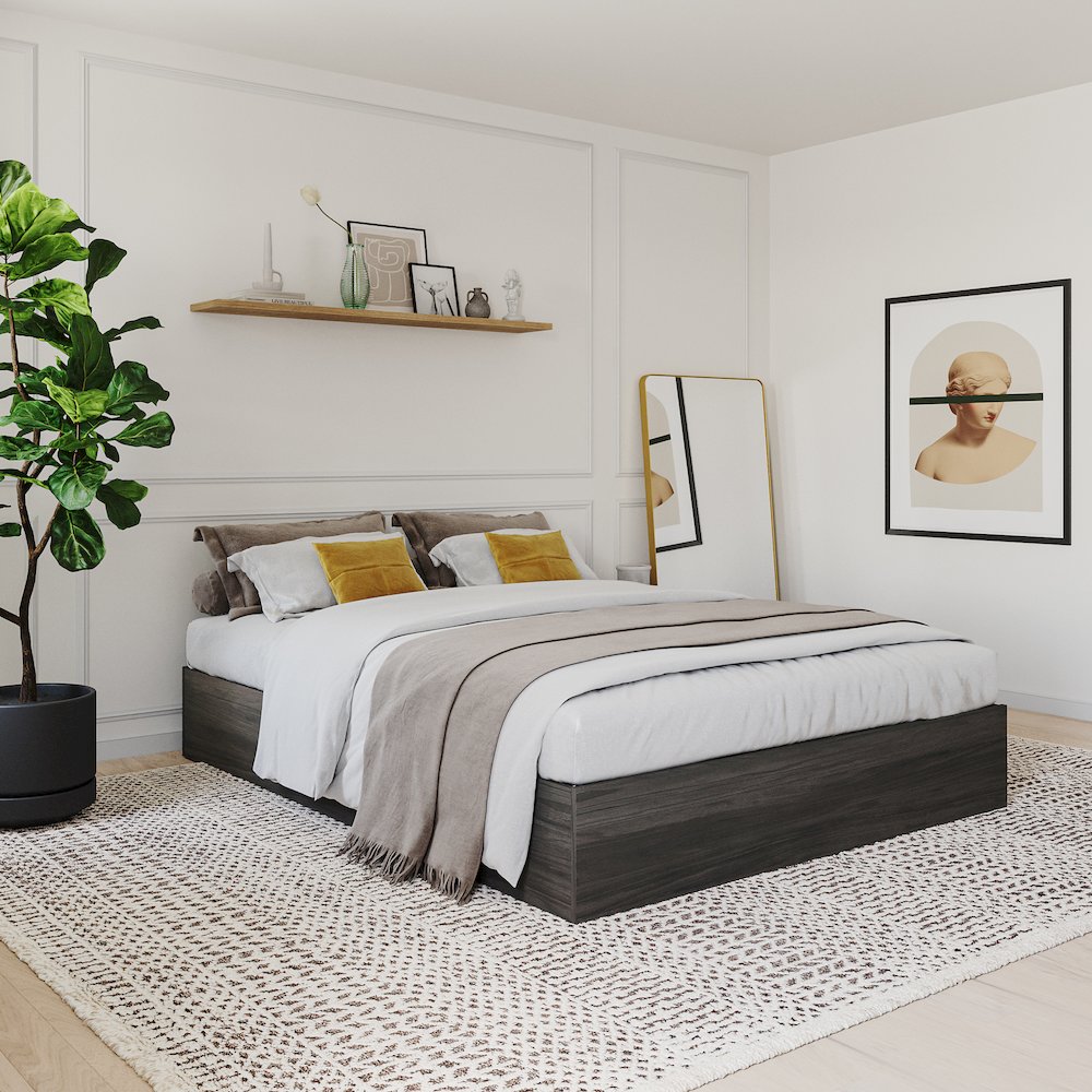 3-Drawer Storage Bed Frame, Queen|Bark Grey. Picture 5