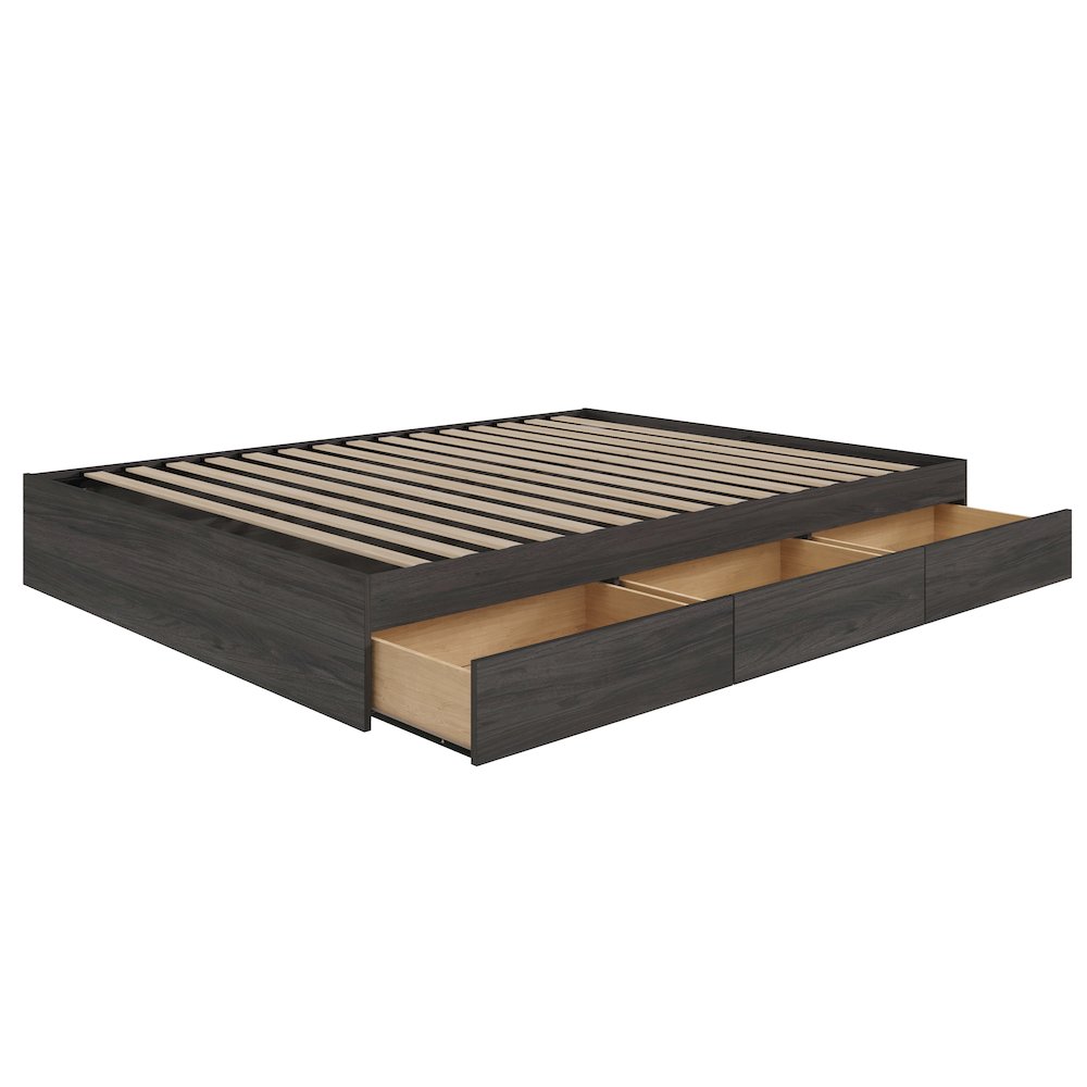 3-Drawer Storage Bed Frame, Queen|Bark Grey. Picture 3