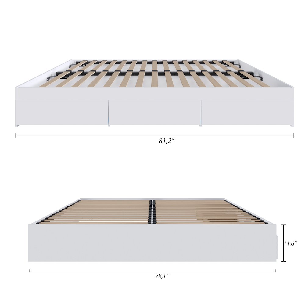 3-Drawer Storage Bed Frame, King, White. Picture 7