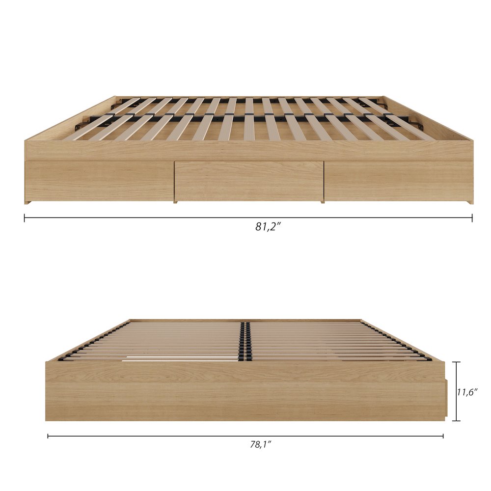 3-Drawer Storage Bed Frame, King, Maple. Picture 8