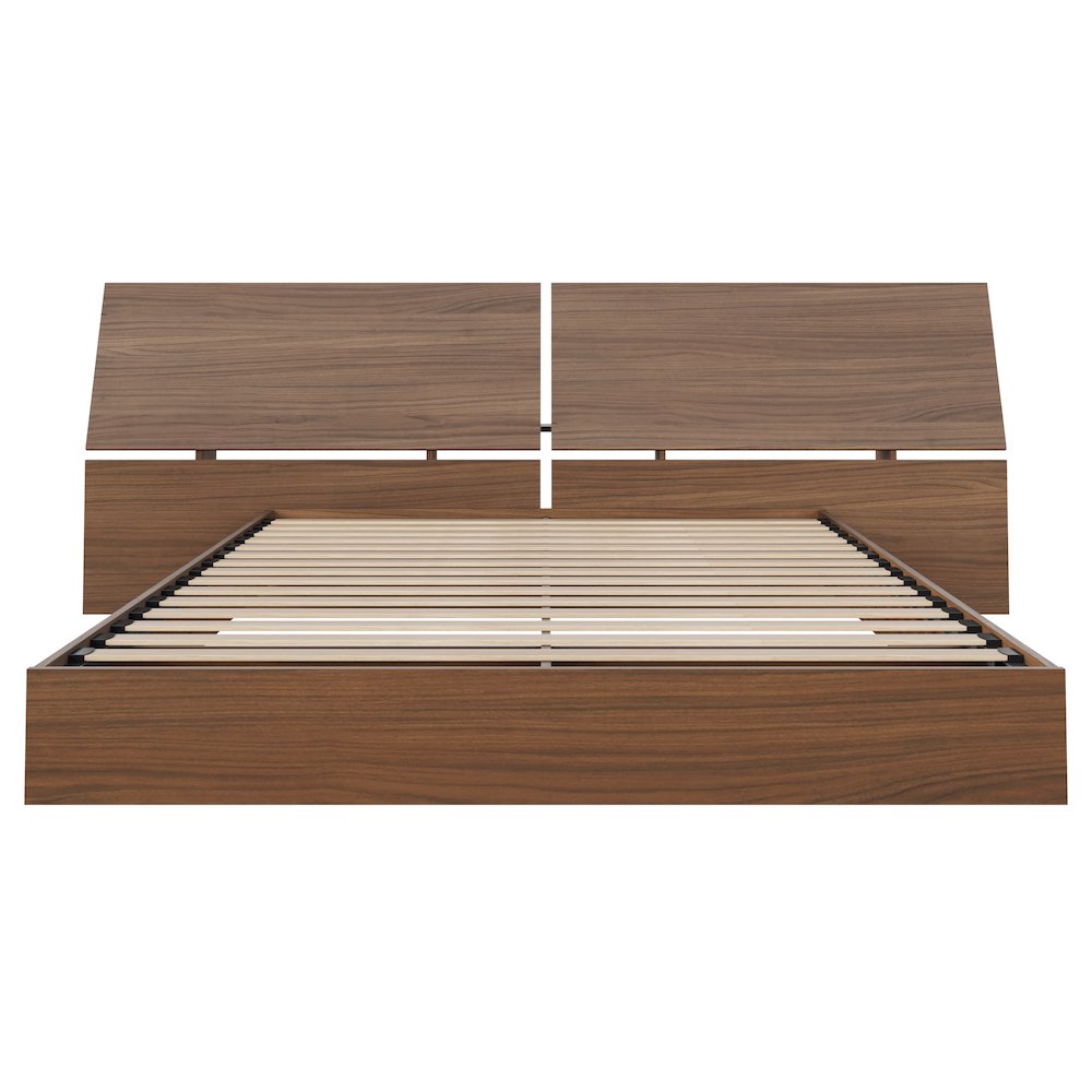 2-Piece Bedset With Bed Frame And Headboard In Queen|Walnut. Picture 2