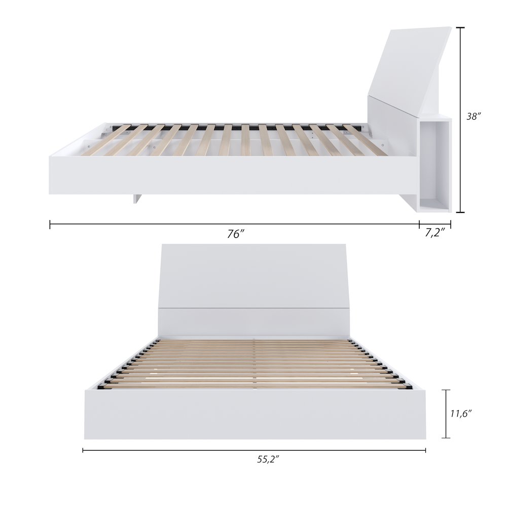 2-Piece Bedset With Bed Frame And Headboard, Full|White. Picture 7