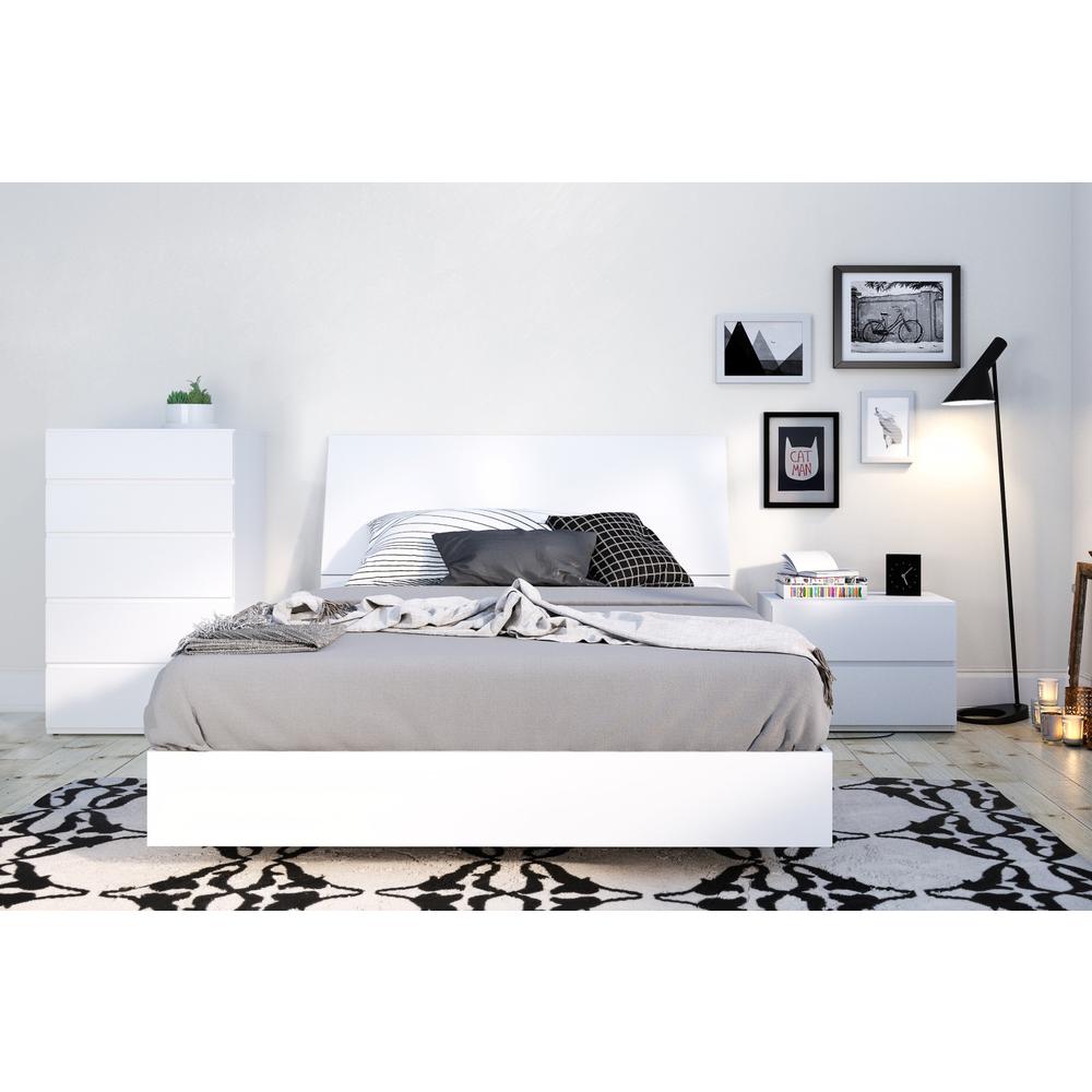 4-Piece Bedroom Set With Bed Frame, Headboard, Nightstand & Dresser, Full|White. Picture 5