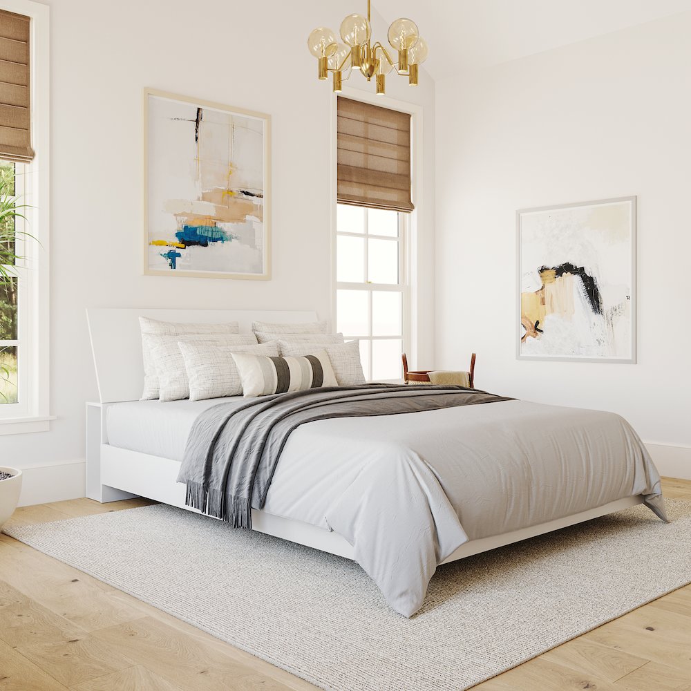 2-Piece Bedset With Bed Frame And Headboard, Queen|White. Picture 4