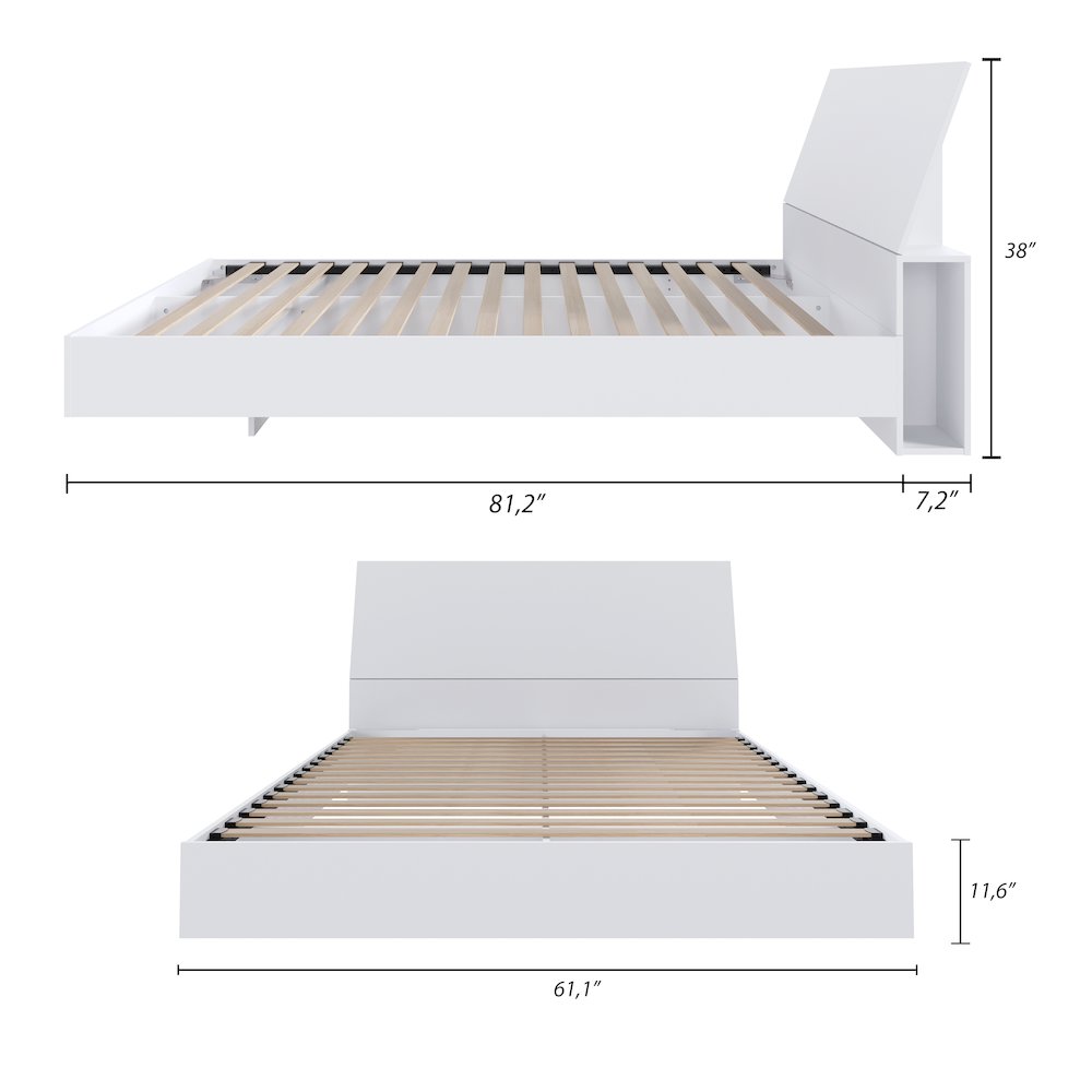 2-Piece Bedset With Bed Frame And Headboard, Queen|White. Picture 6