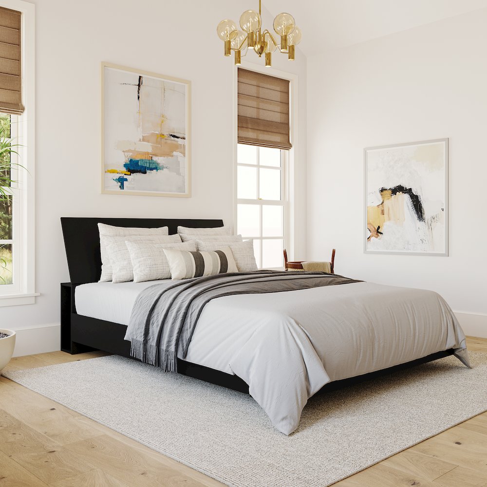 2-Piece Bedset With Bed Frame And Headboard, Queen|Black. Picture 4