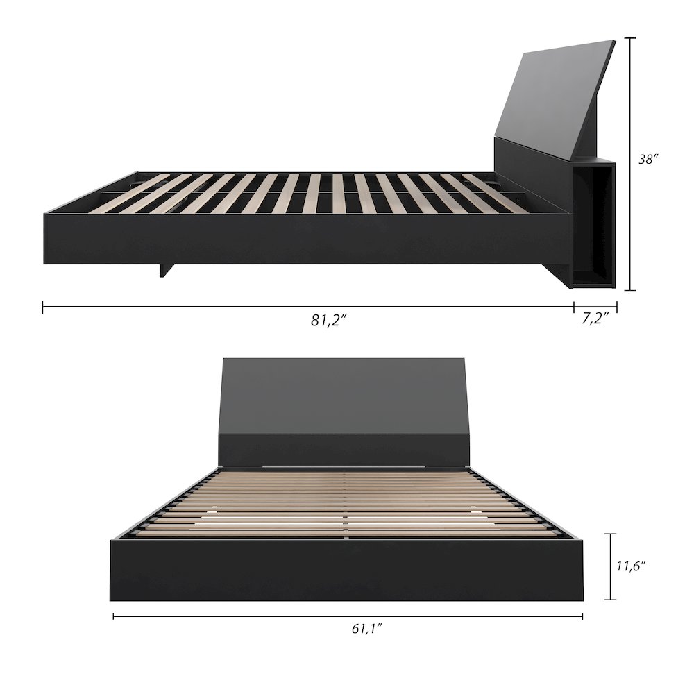 2-Piece Bedset With Bed Frame And Headboard, Queen|Black. Picture 6