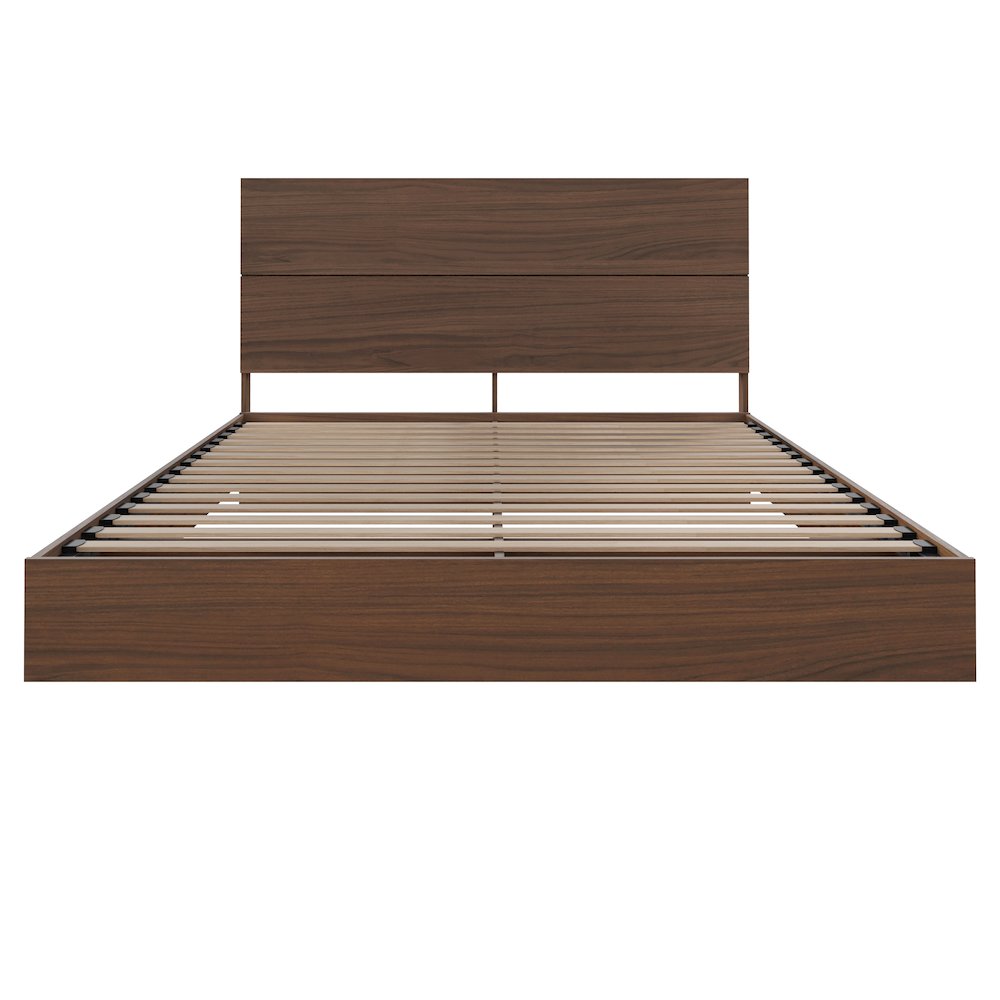 2-Piece Bedset With Bed Frame And Headboard, Queen|Walnut. Picture 2