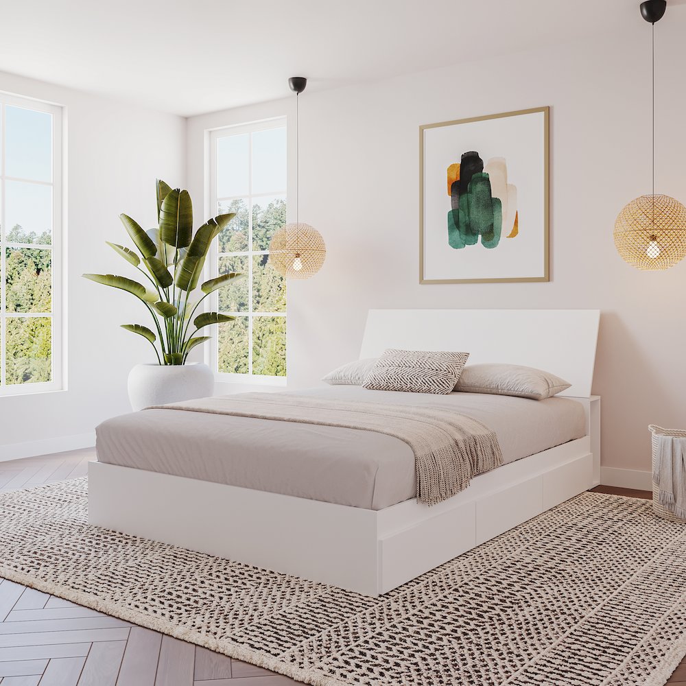 2-Piece Bedset With Bed Frame And Headboard In Full|White. Picture 4