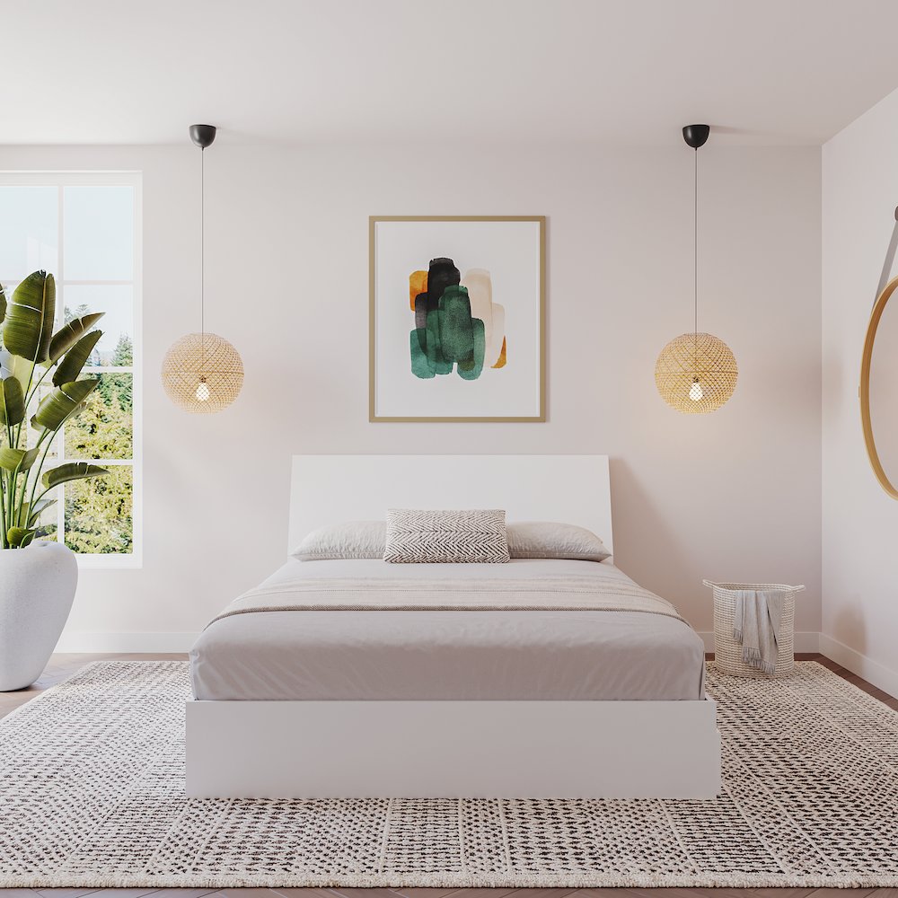 2-Piece Bedset With Bed Frame And Headboard In Full|White. Picture 7