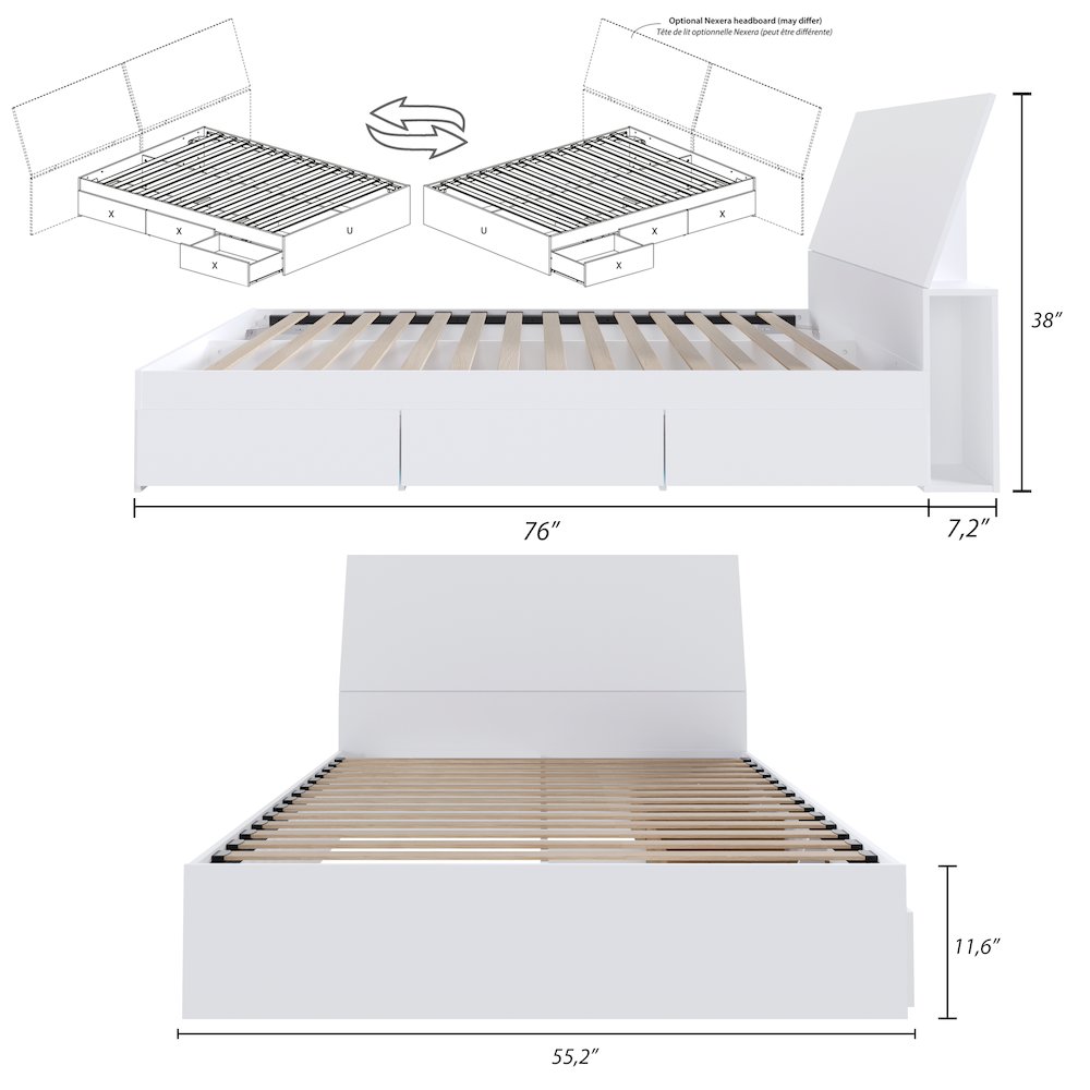 2-Piece Bedset With Bed Frame And Headboard In Full|White. Picture 8