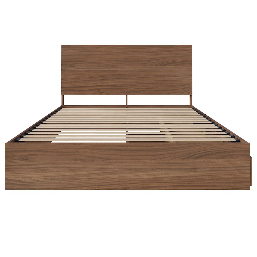 2-Piece Bedset With Bed Frame And Headboard, Queen|Walnut. Picture 2