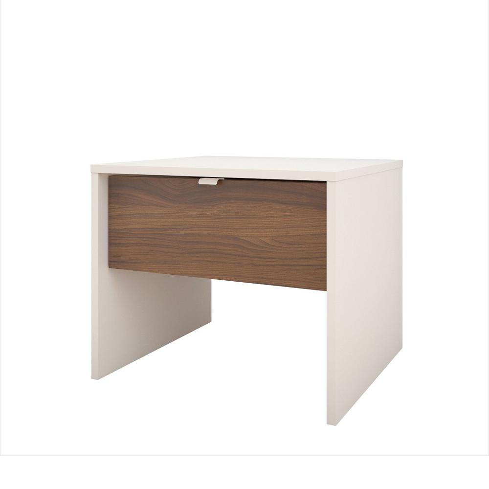 3-Piece Bedroom Set With Bed Frame, Headboard & Nightstand, Full|White & Walnut. Picture 2