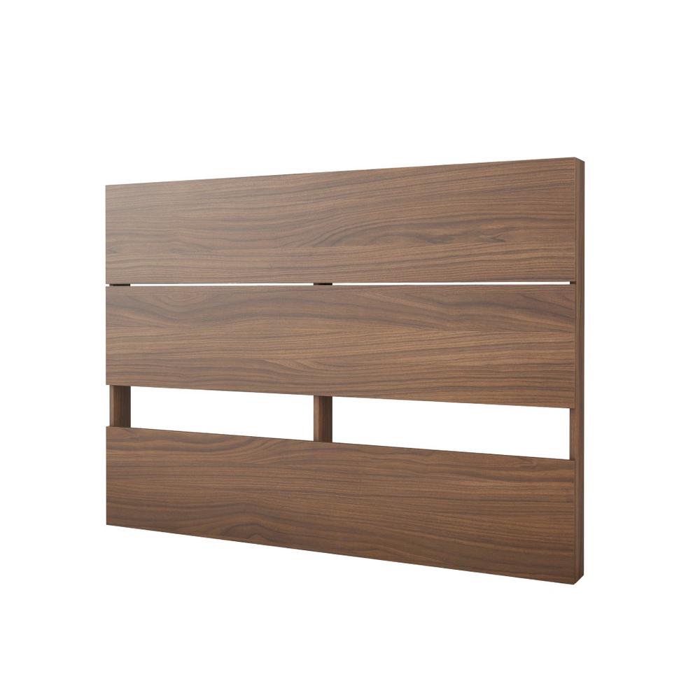 3-Piece Bedroom Set With Bed Frame, Headboard & Nightstand, Full|White & Walnut. Picture 3