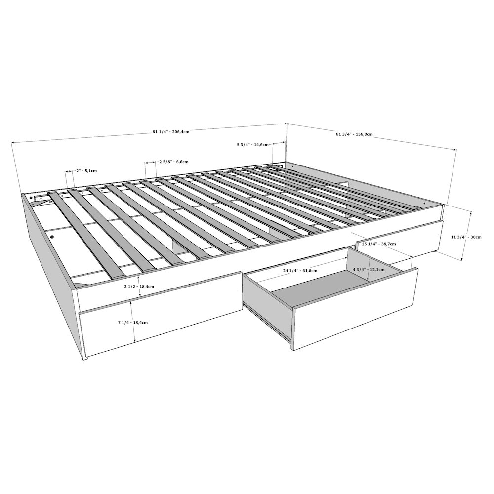 3-Piece Bedroom Set (Bed Frame, Headboard & Nightstand), Queen, Walnut. Picture 5