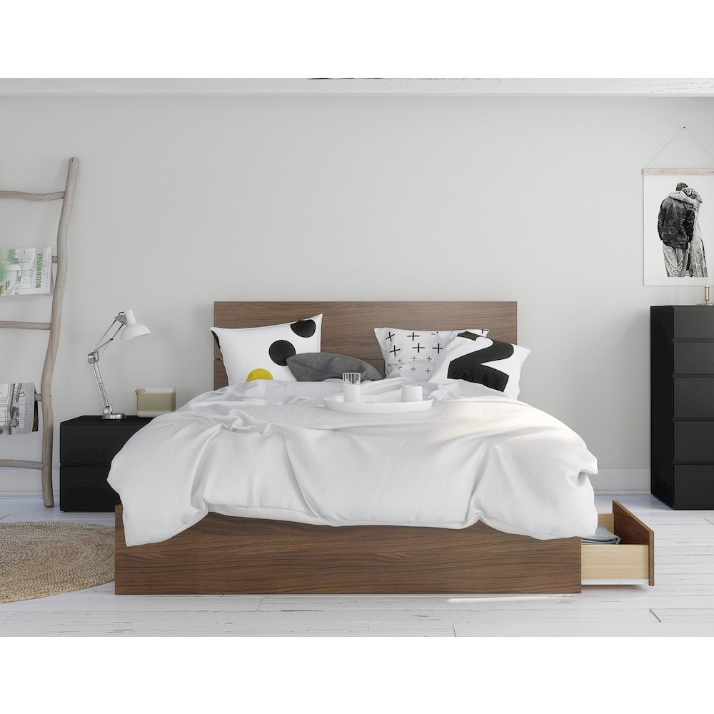3-Piece Bedroom Set With Bed Frame, Headboard & Nightstand, Queen. Picture 1