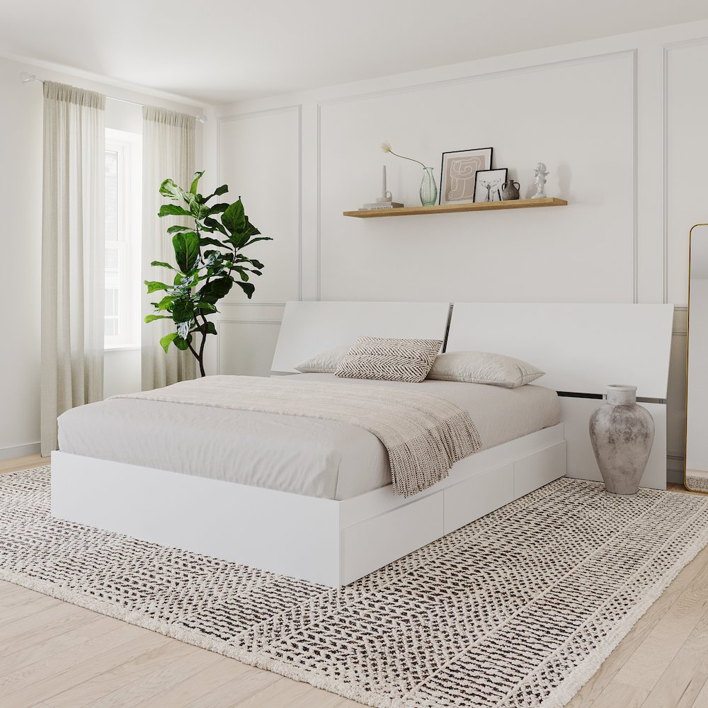 2-Piece Bedset With Bed Frame And Headboard, Queen|White. Picture 4