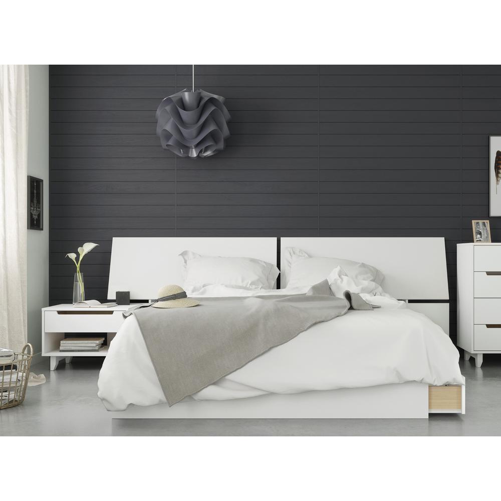 3-Piece Bedroom Set With Bed Frame, Headboard & Nightstand, Queen|White. Picture 1