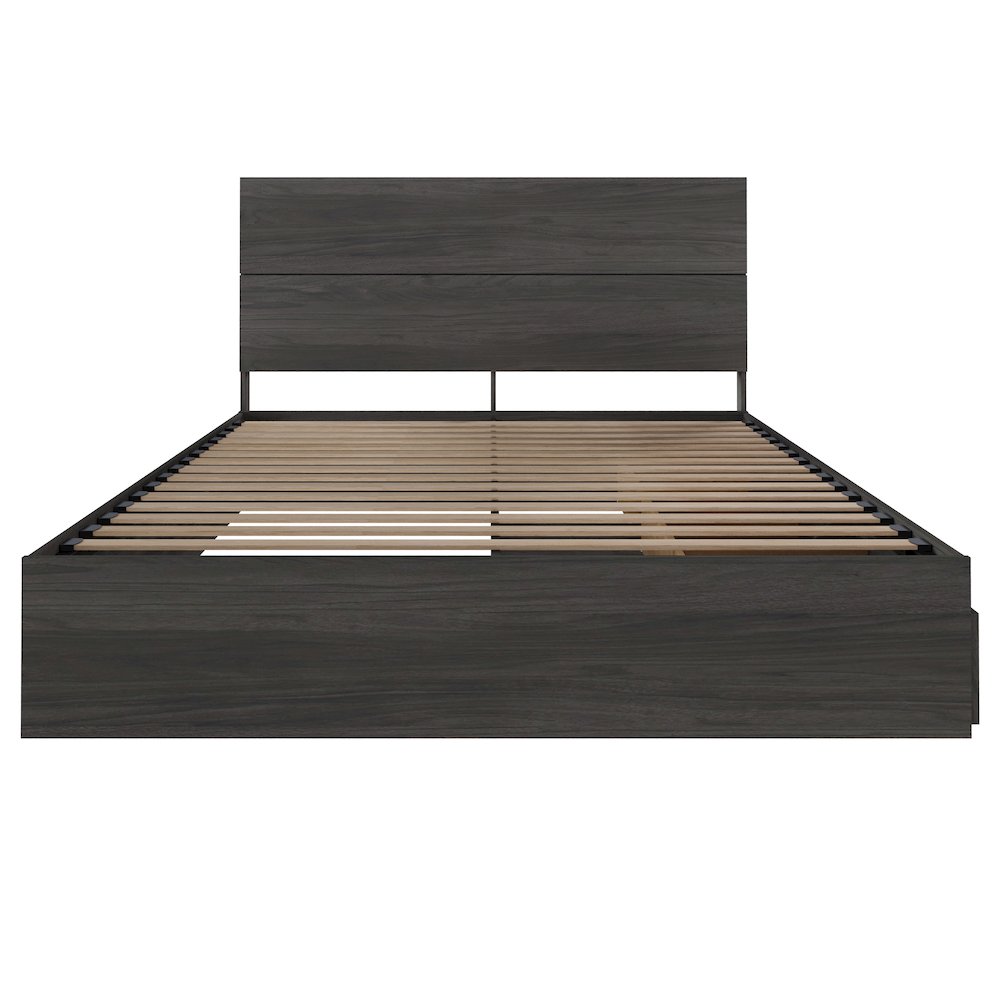 2-Piece Bedset With Bed Frame And Headboard In Queen|Bark Grey. Picture 2