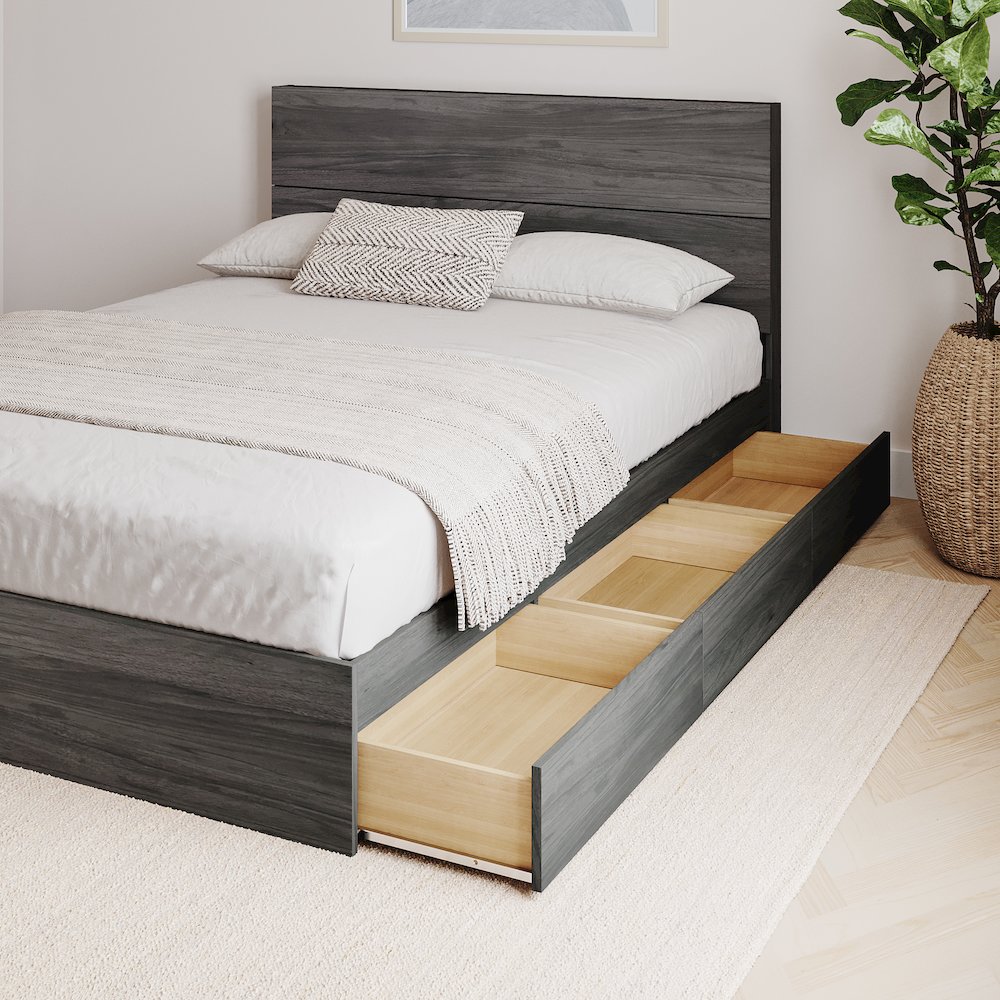 2-Piece Bedset With Bed Frame And Headboard In Queen|Bark Grey. Picture 5