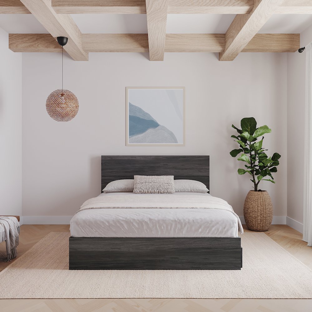 2-Piece Bedset With Bed Frame And Headboard In Queen|Bark Grey. Picture 6