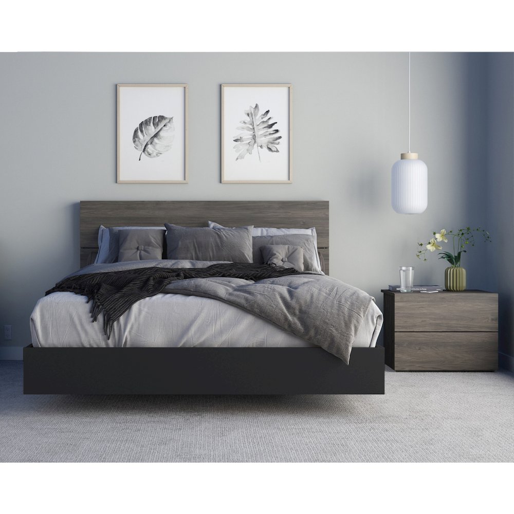 3-Piece Bedroom Set With Bed Frame, Headboard & Nightstand, Queen. Picture 1