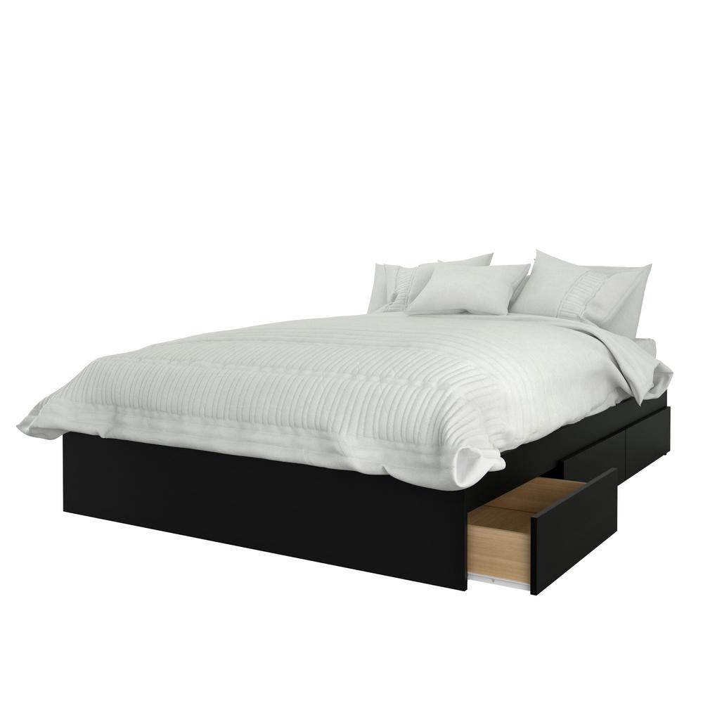 2-Piece Bedset With Bed Frame And Headboard, Full|Walnut & Black. Picture 4