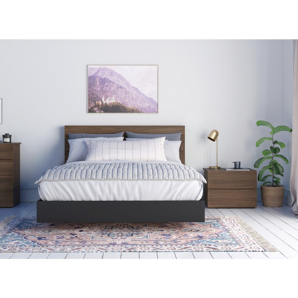 3-Piece Bedroom Set With Bed Frame, Headboard & Nightstand, Queen. Picture 1