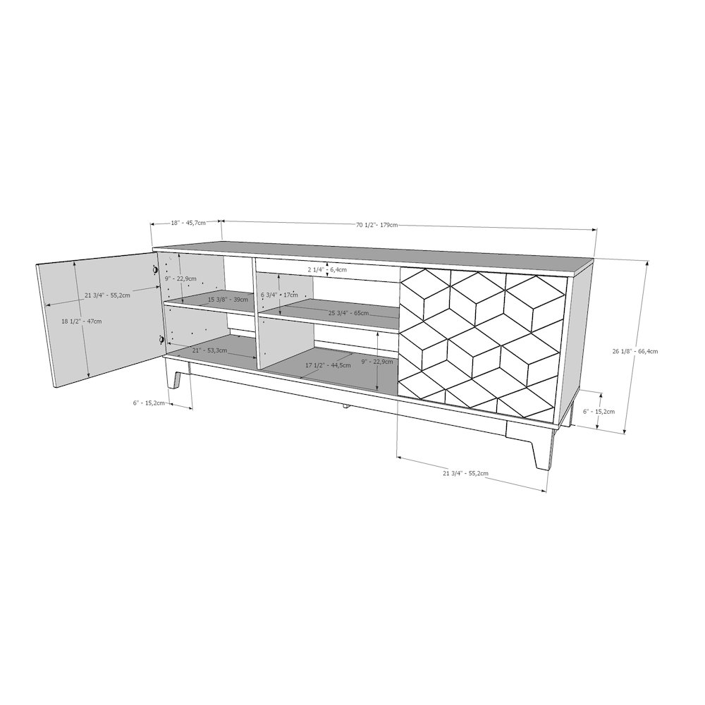 72-Inch Tv Stand With 2-Doors In Truffle & Black. Picture 5
