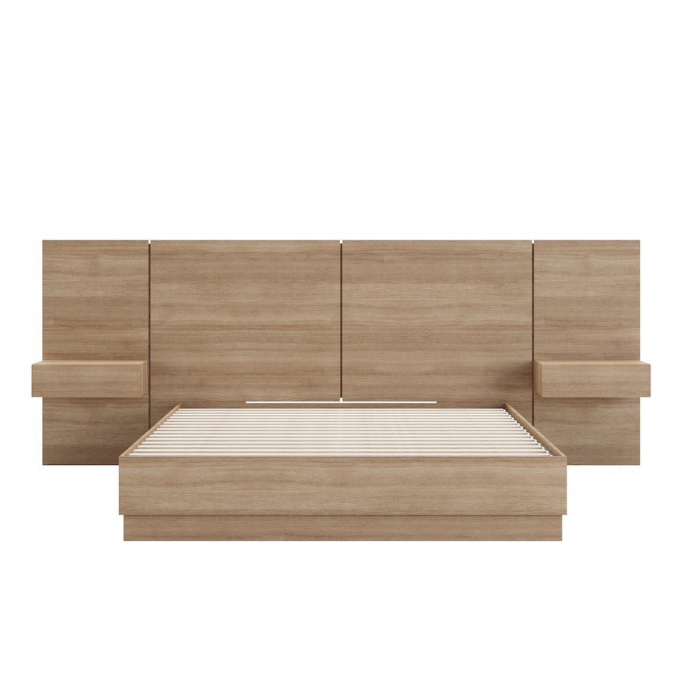 Milano 4-Piece Platform Bedroom Set In Brown Oak. Picture 2