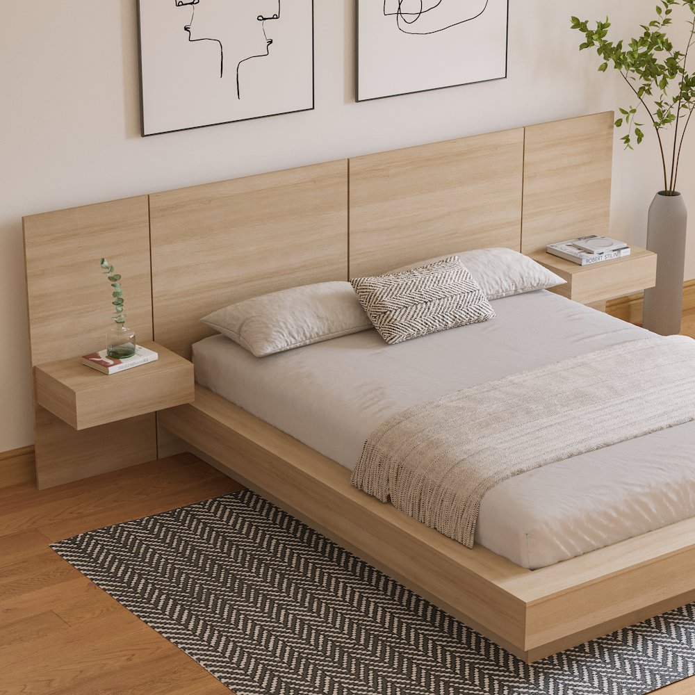 Napa 4-Piece Platform Bedroom Set With Floating Nightstand. Picture 3