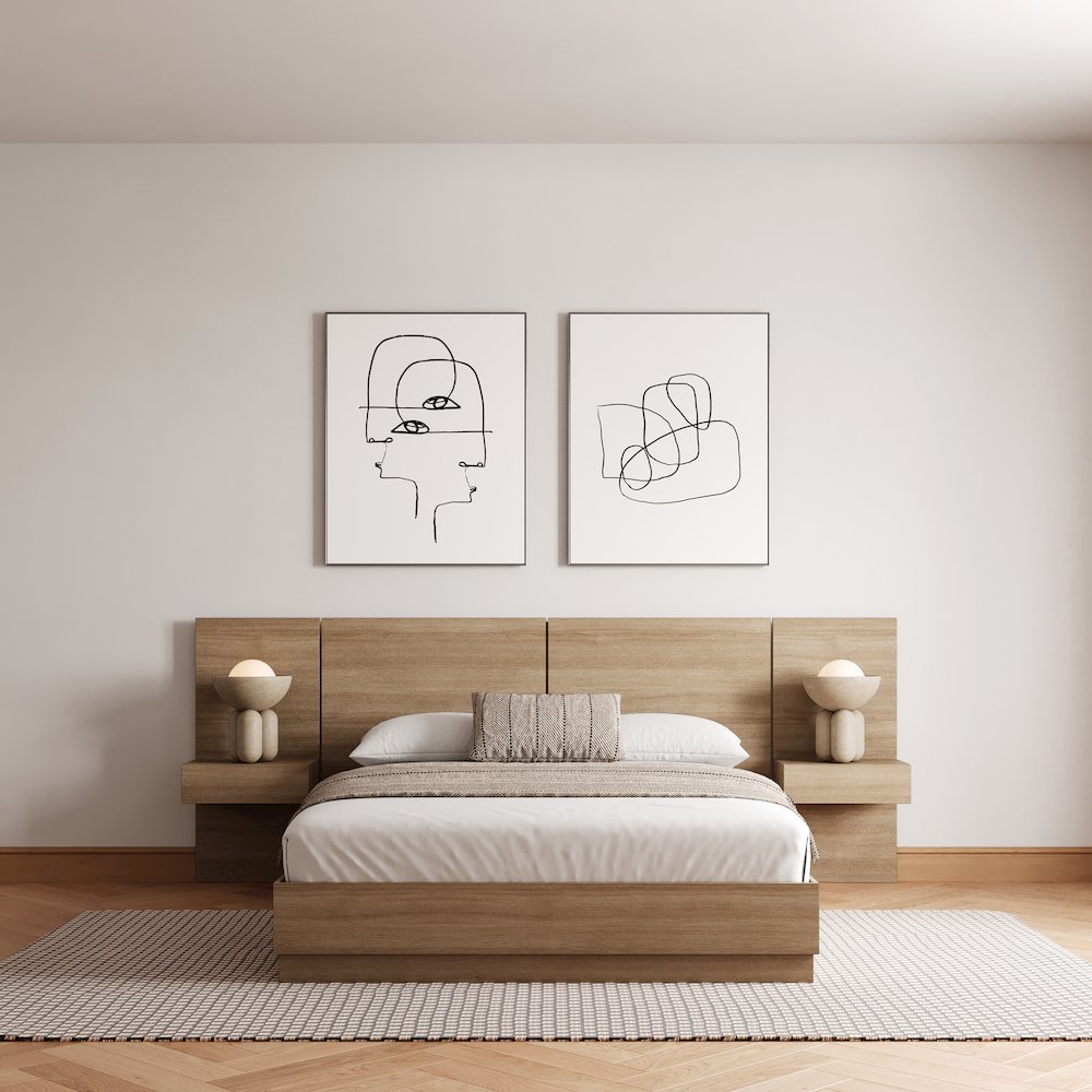 Milano 4-Piece Platform Bedroom Set In Brown Oak. Picture 4