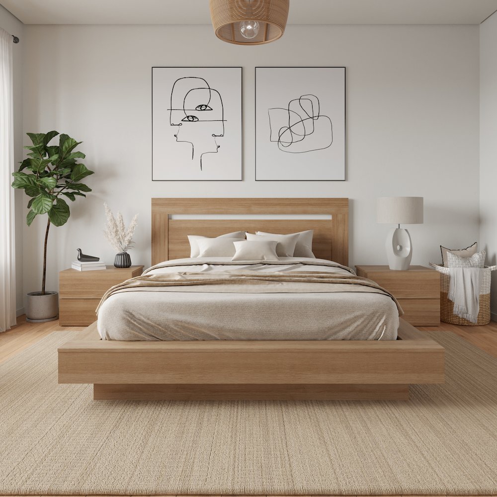 Byron 4-Piece Bedroom Set Brown Oak Color. Picture 4