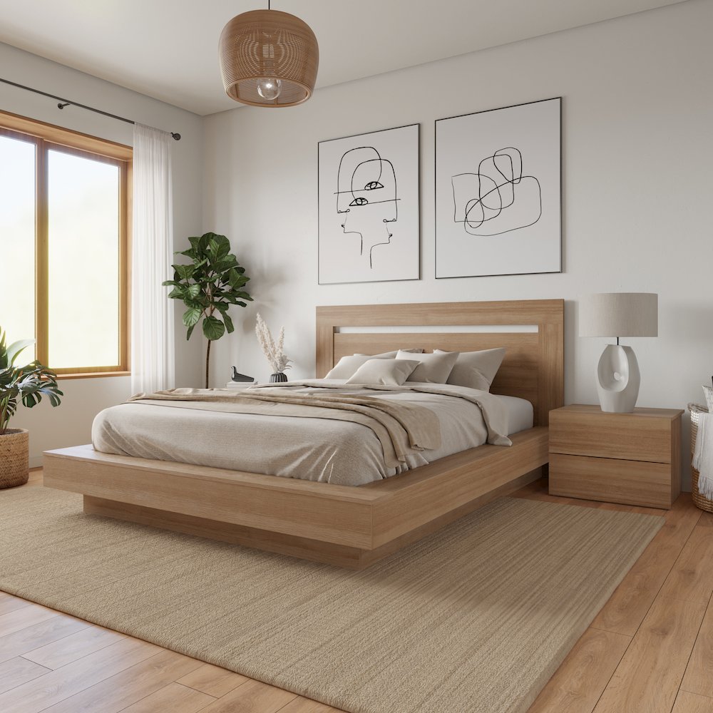 Byron 4-Piece Bedroom Set Brown Oak Color. Picture 3