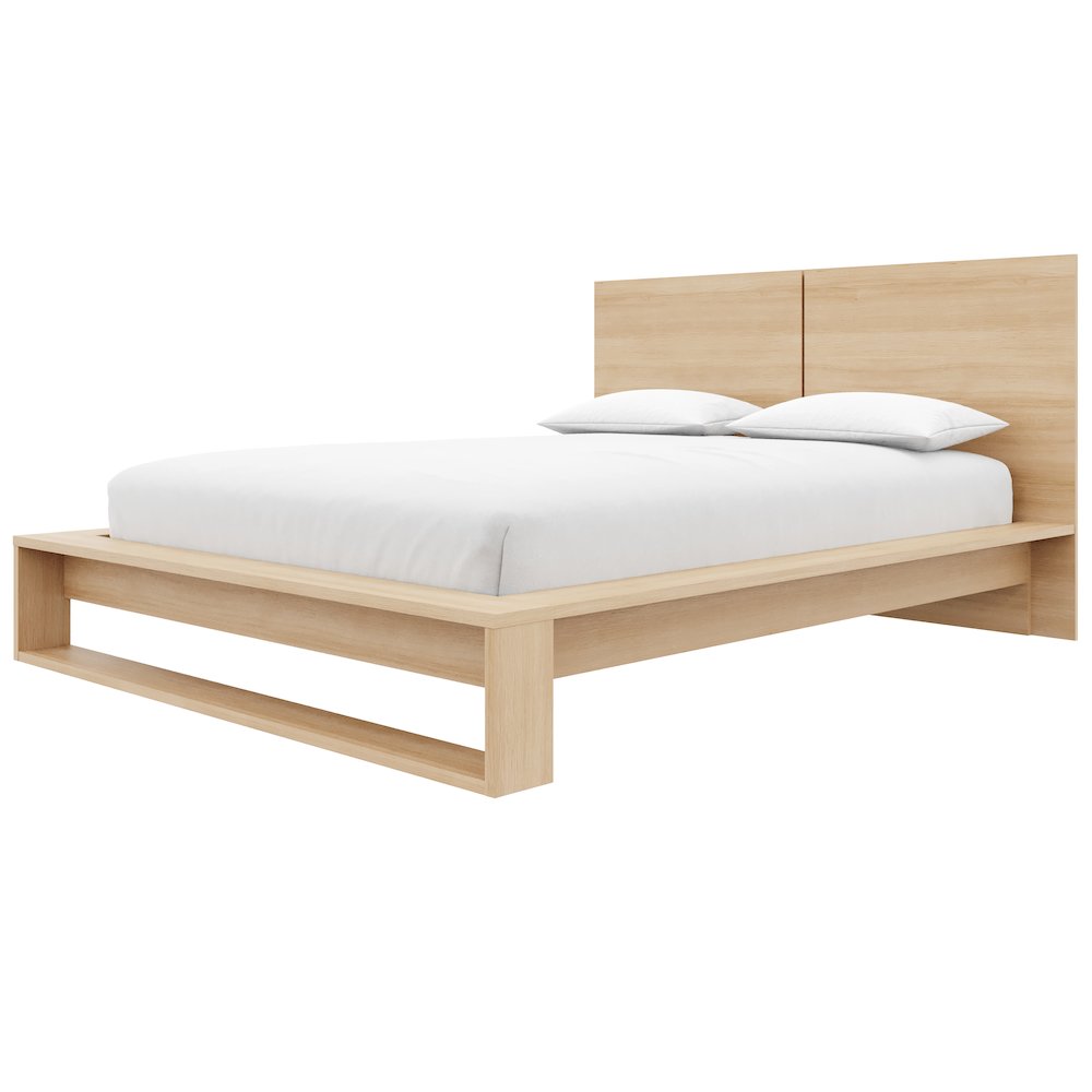 Audrey Bedset with Headboard and Slatted Bedframe Natural Blonde Oak Color. Picture 2