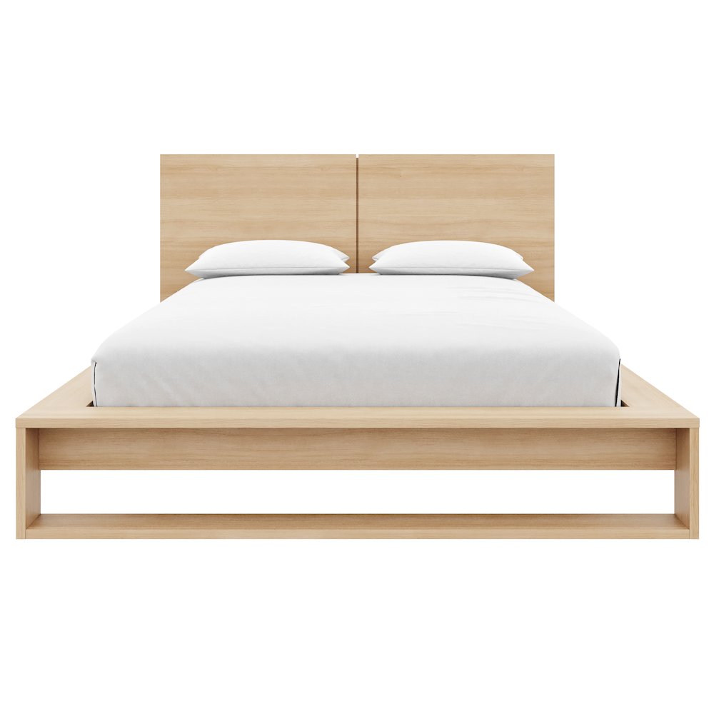Audrey Bedset with Headboard and Slatted Bedframe Natural Blonde Oak Color. Picture 1