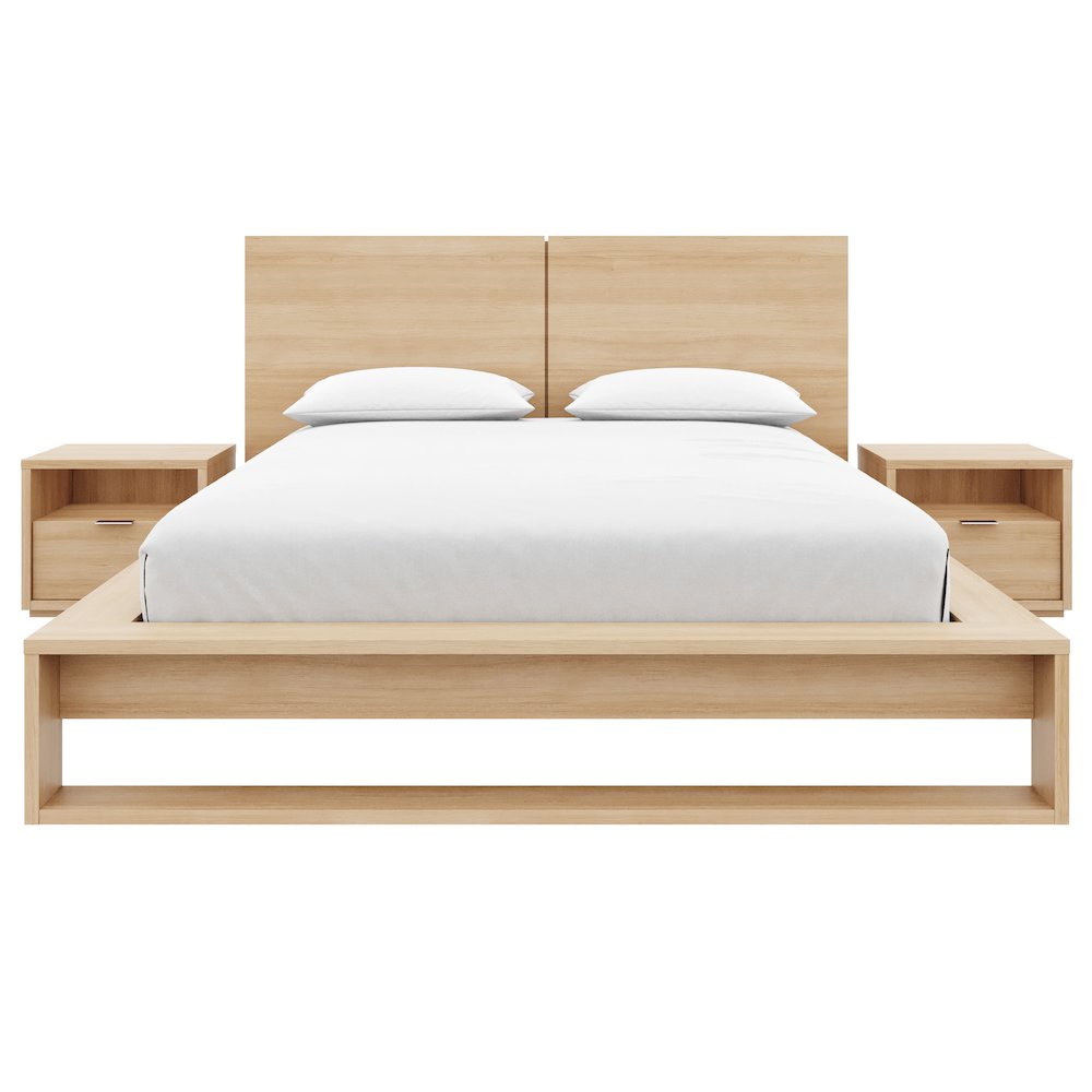 Audrey 4 Piece Bedroom Set with Headboard, Slatted Bedframe, 2 Nightstands. Picture 2