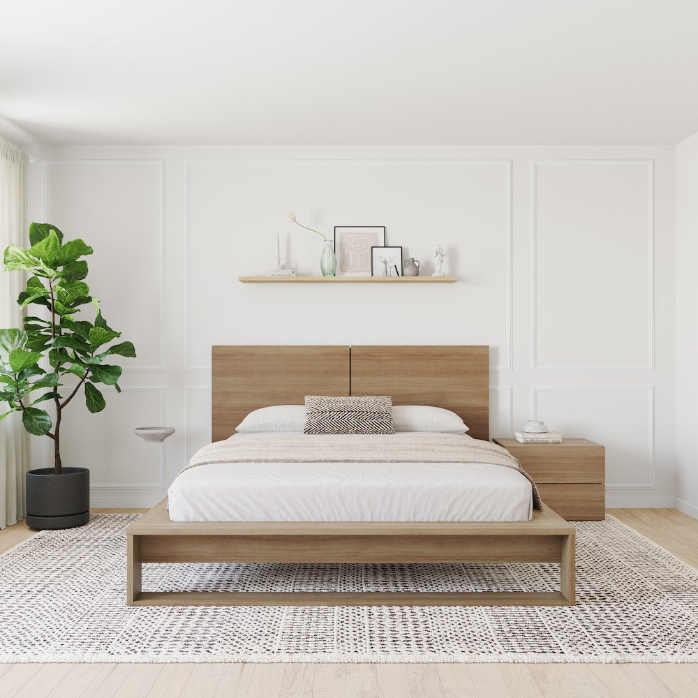 Birkin 3 Piece Bedroom Set with Headboard, Slatted Bedframe, 1 Nightstand. Picture 4