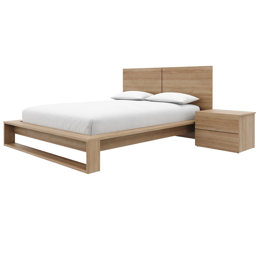 Birkin 3 Piece Bedroom Set with Headboard, Slatted Bedframe, 1 Nightstand. Picture 2