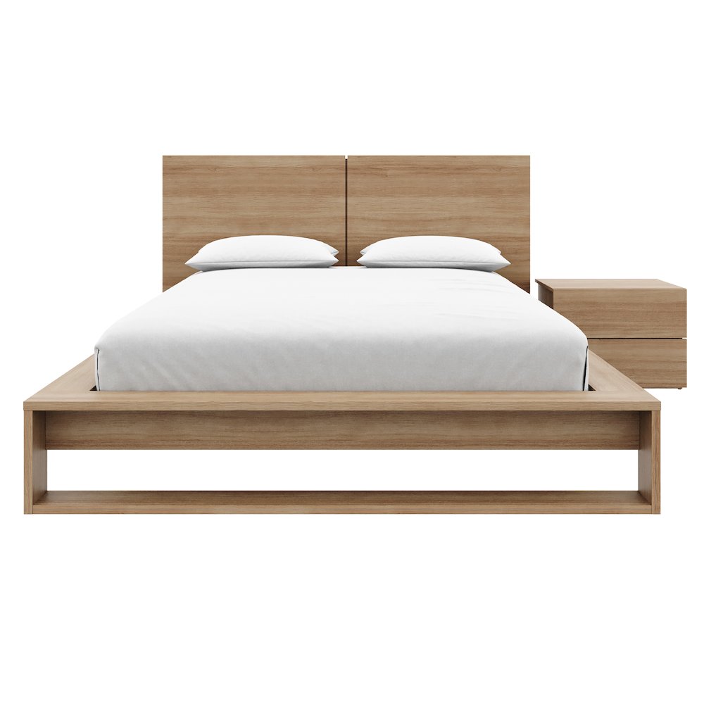 Birkin 3 Piece Bedroom Set with Headboard, Slatted Bedframe, 1 Nightstand. Picture 1