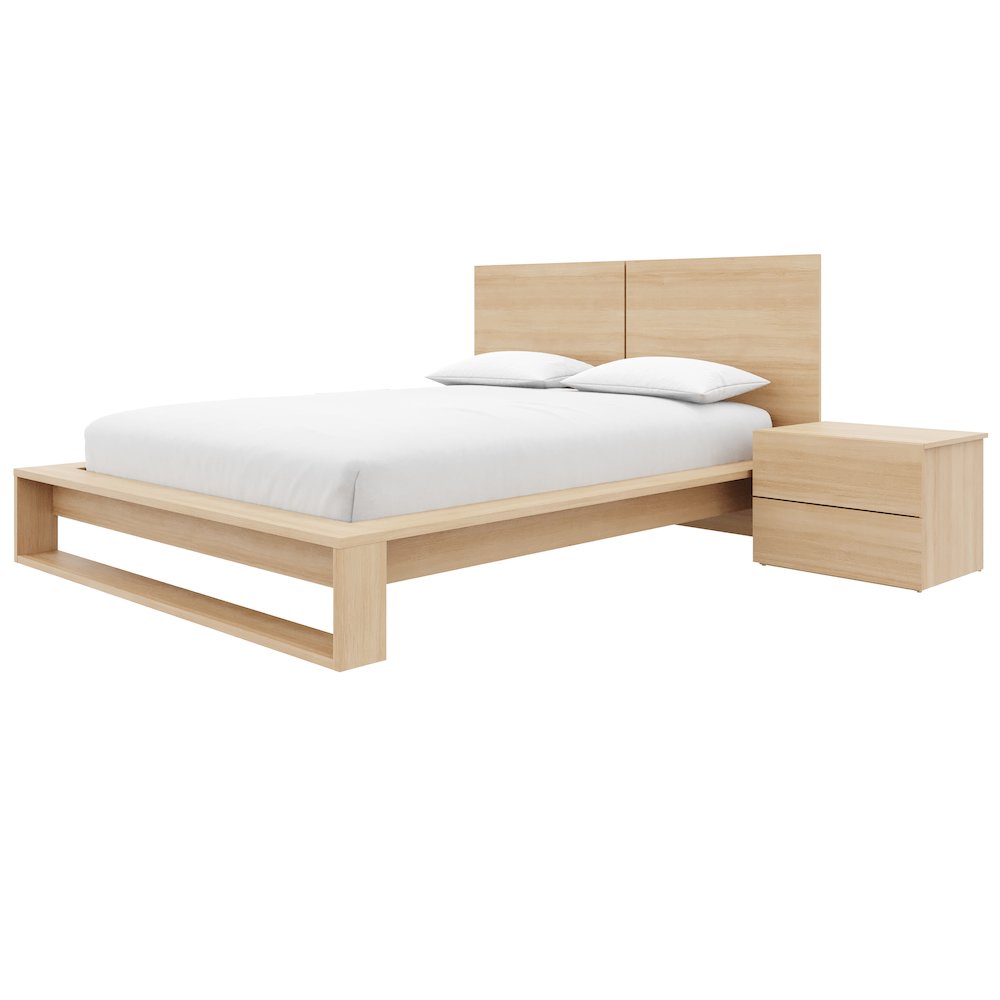 Birkin 4 Piece Bedroom Set with Headboard, Slatted Bedframe, 2 Nightstands. Picture 1