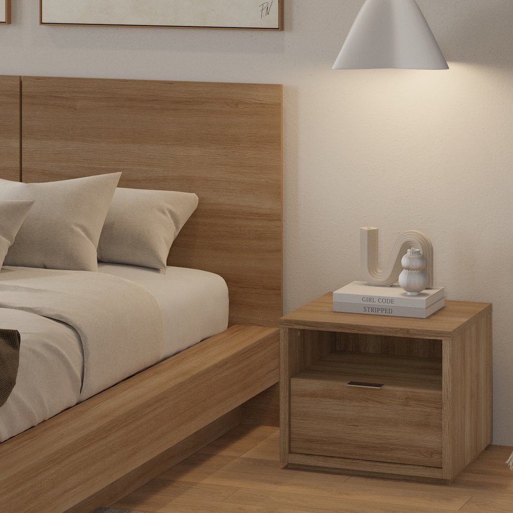 Dahlia 3 Piece Bedroom Set with Headboard, Slatted Bedframe, 1 Nightstand. Picture 6