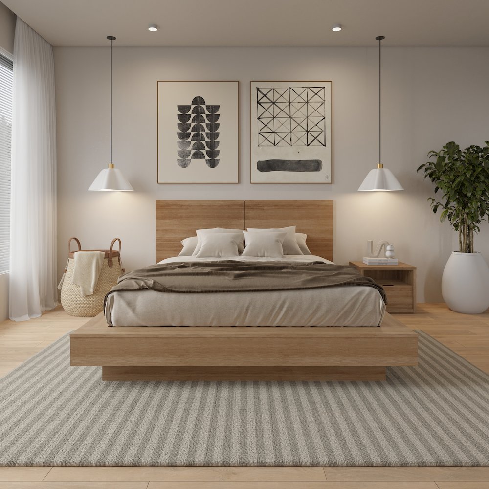 Dahlia 3 Piece Bedroom Set with Headboard, Slatted Bedframe, 1 Nightstand. Picture 3