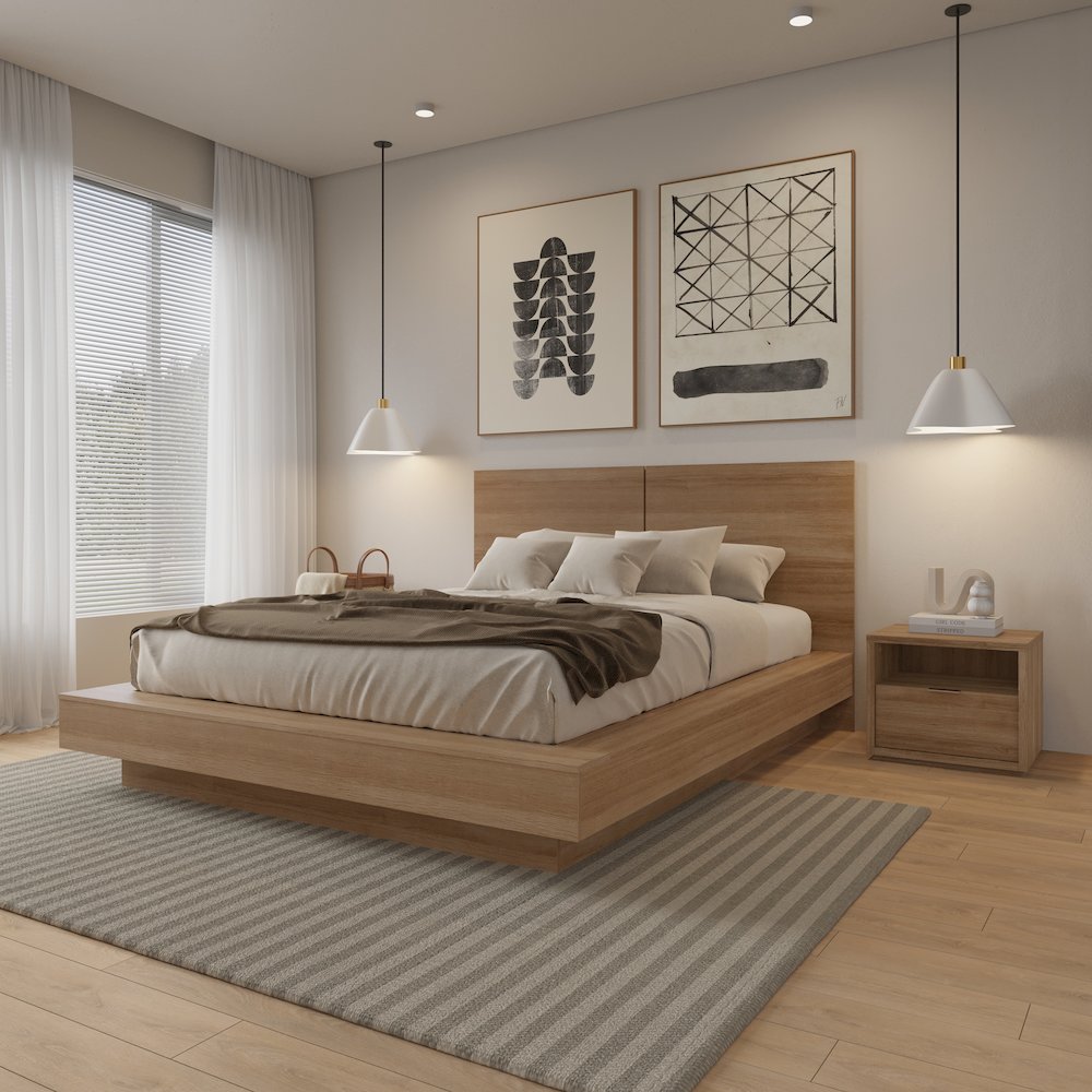 Dahlia 3 Piece Bedroom Set with Headboard, Slatted Bedframe, 1 Nightstand. Picture 4