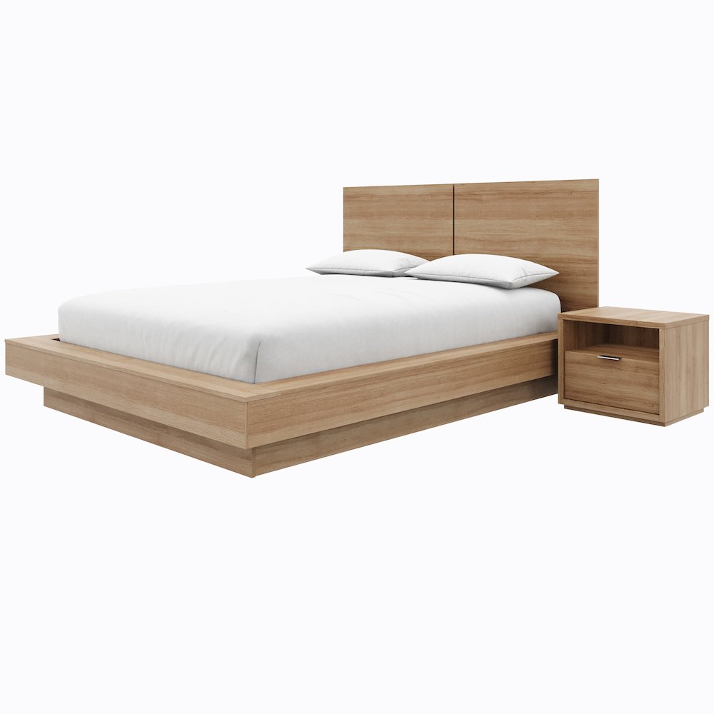 Dahlia 3 Piece Bedroom Set with Headboard, Slatted Bedframe, 1 Nightstand. Picture 2