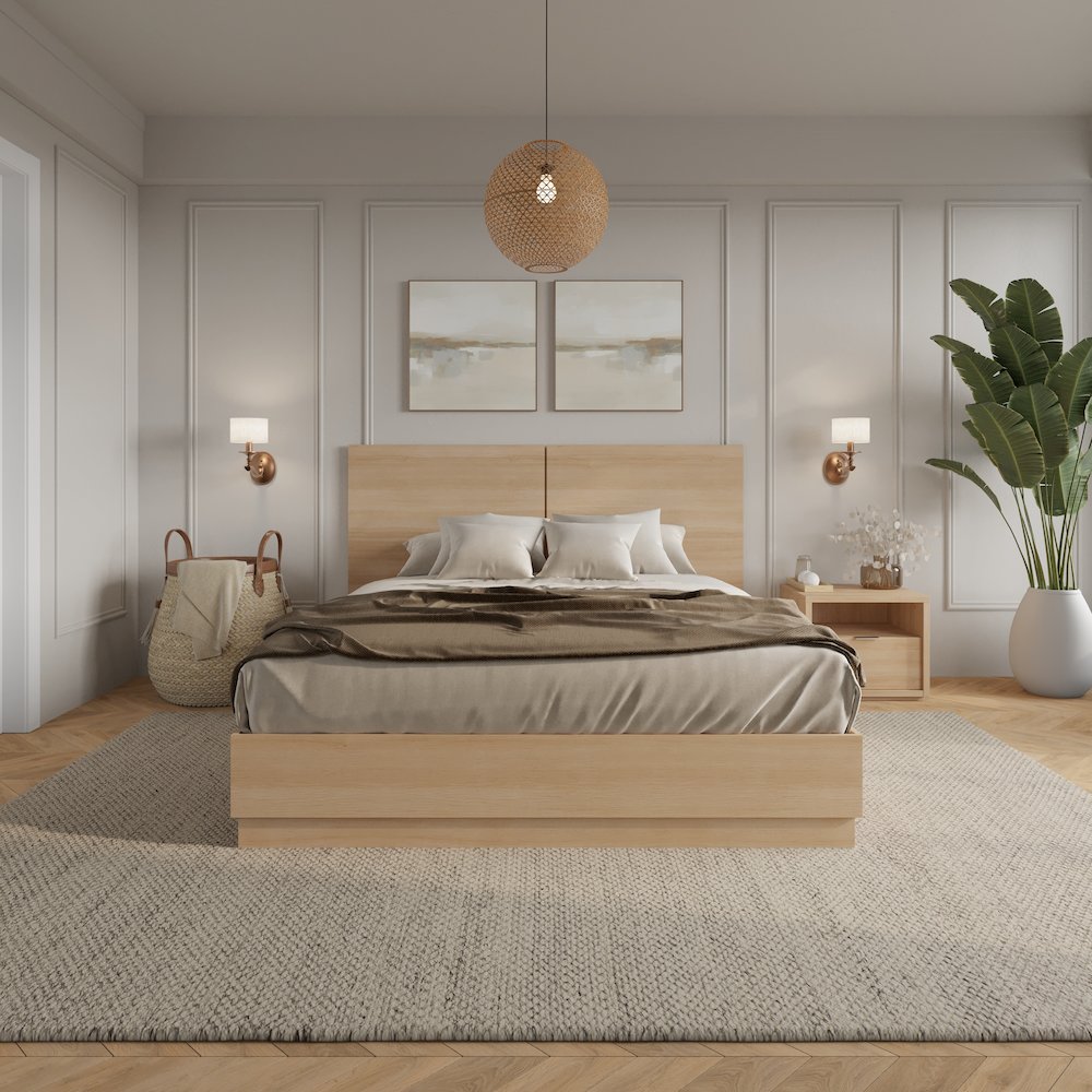 Dean 3 Piece Bedroom Set with Headboard, Slatted Bedframe, 1 Nightstand. Picture 4