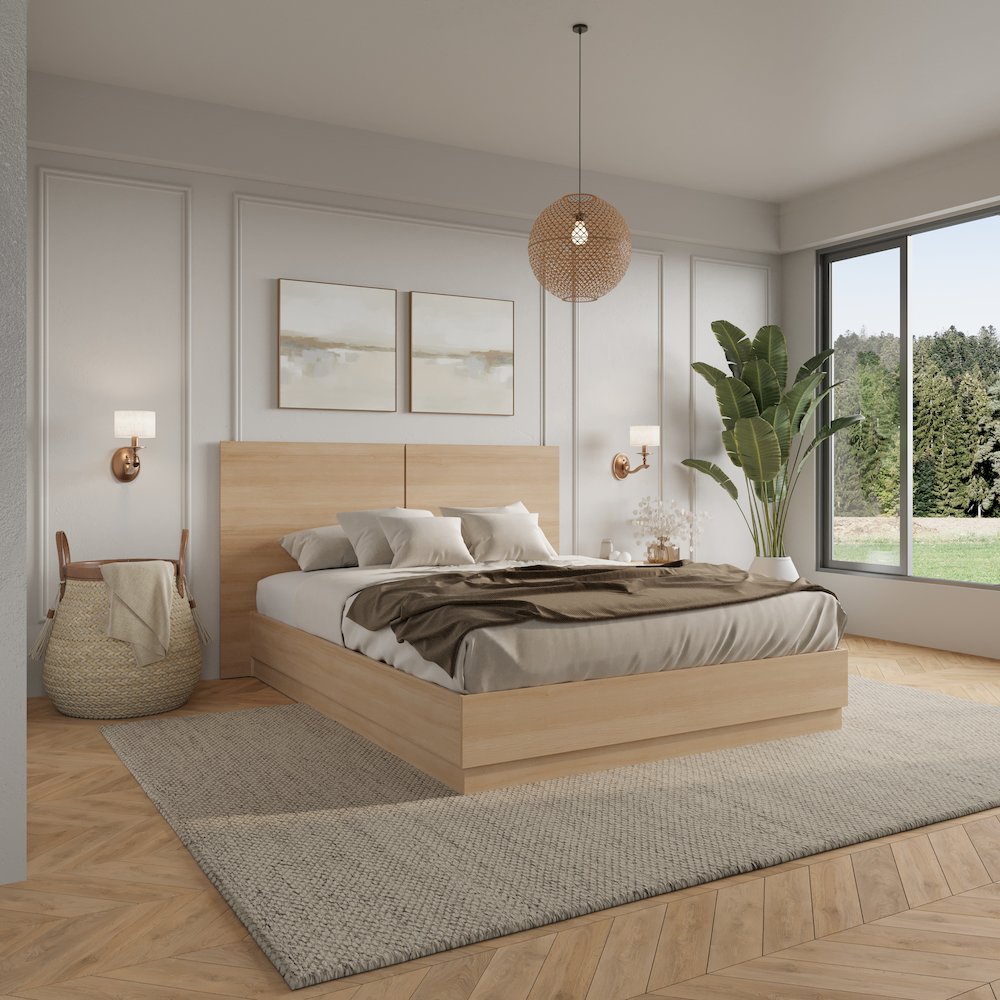 Dean 3 Piece Bedroom Set with Headboard, Slatted Bedframe, 1 Nightstand. Picture 5