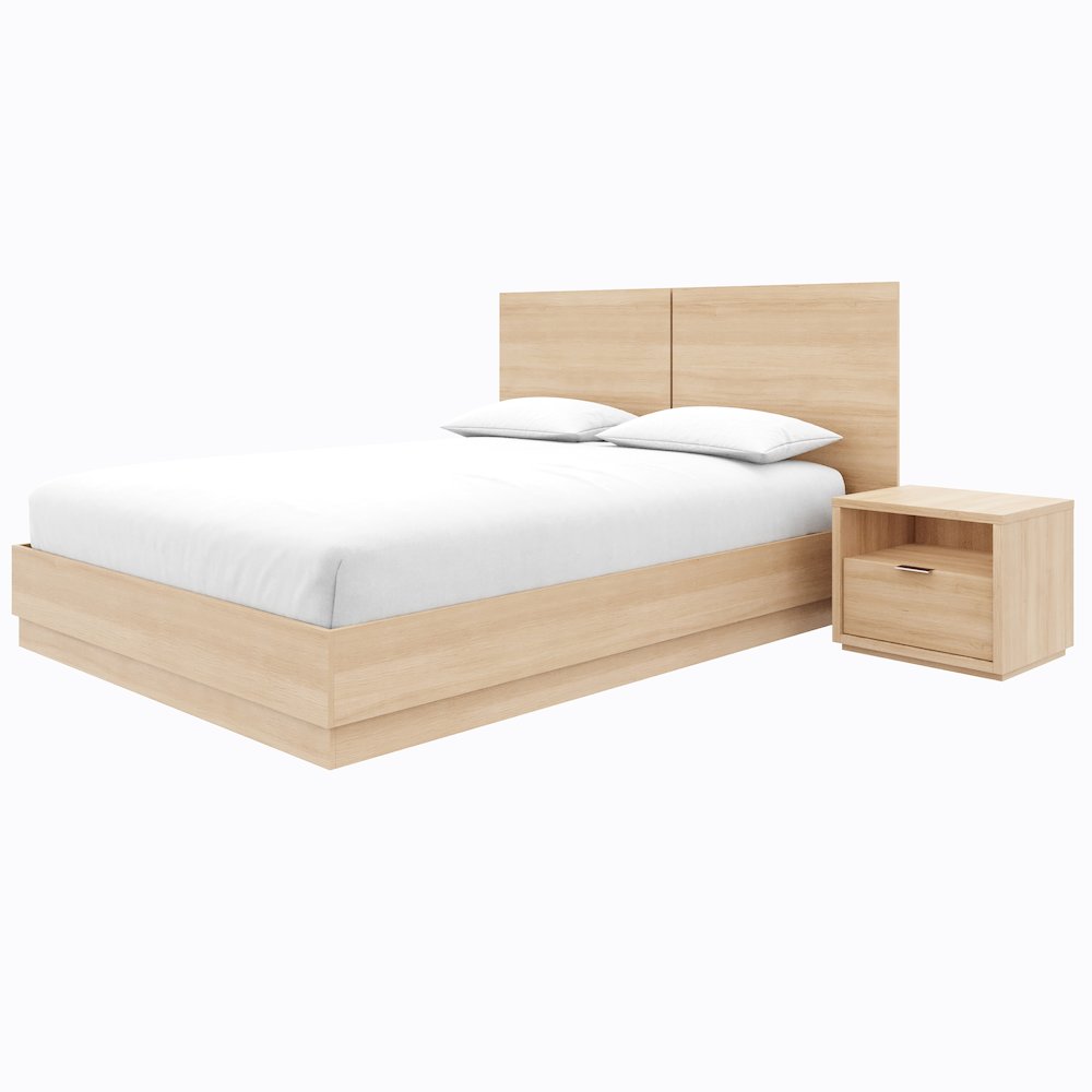 Dean 3 Piece Bedroom Set with Headboard, Slatted Bedframe, 1 Nightstand. Picture 2